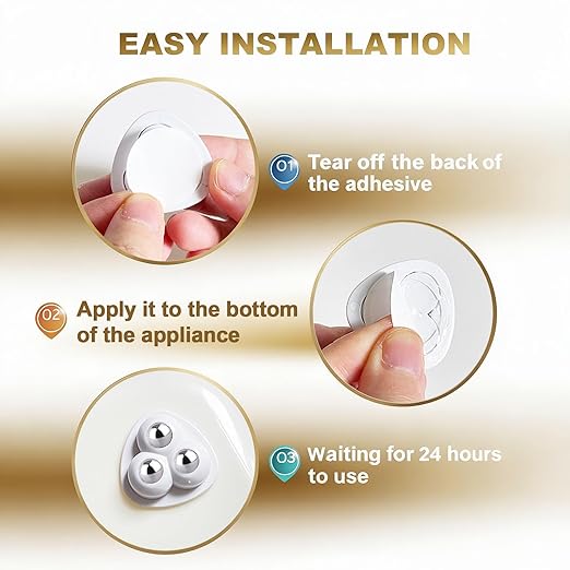 Self Adhesive Caster Wheels for Countertop - Furniture Sliders & Appliance Rollers for Kitchen, Coffee Machine, Blender, Oven - Easily Solves The Problem of Desktop Sliding (White, 16pcs)