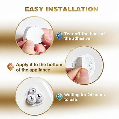 Self Adhesive Caster Wheels for Countertop - Furniture Sliders & Appliance Rollers for Kitchen, Coffee Machine, Blender, Oven - Easily Solves The Problem of Desktop Sliding (White, 16pcs)