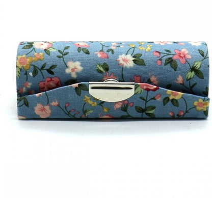 SenseYo 4 Pcs Ladies Floral Lipstick Case Holder with Mirror, Cosmetic Storage Kit Makeup Travel Cases Organizer Bag for Purse