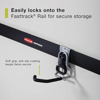 Rubbermaid FastTrack Garage Organization System Vertical Bike Hook Black Holds up to 50 Pounds Wall Mount and Heavy Duty Garage Hanger for Bike Storage