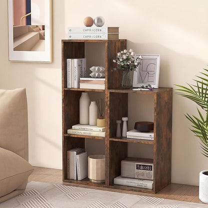 Giantex 3-Cube Bookcase, Cubby Bookshelf w/Back Guardrail & Anti-Tipping Kits, 4-Tier Freestanding Storage Organizer with Shelves, Open Back Display Rack for Living Room, Bedroom, Study