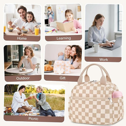 Lunch Box for Women, Cute Corduroy Insulated Lunch Bag Women Reusable Work Simple Adults Large Lunch Boxes Tote Bag Men Cooler Bag