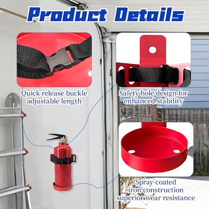Fire Extinguisher Mount(for 2.5LBS),Compatible with 2.5 Pound Fire Extinguishers,Wall Mounted Fire Extinguisher Bracket,Ideal for Home,Car,RV,Truck