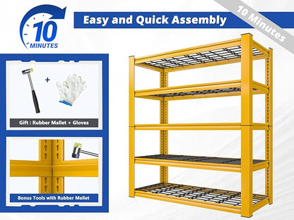 REIBII 72''H Garage Shelving 3010 LBS Storage Shelves Adjustable Metal Shelving 5 Tier Metal Shelves for Storage Industrial Shelf for Kitchen Pantry Warehouse Basement 72" HX35.5 WX16 D, 4 Pack