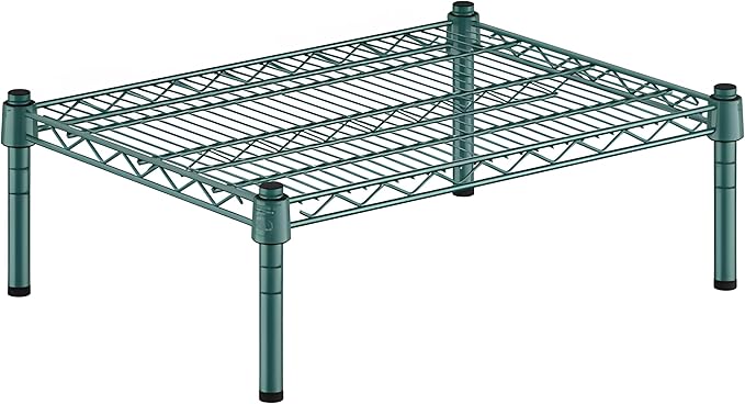 18" x 24" x 8" Green Epoxy Wire Storage Shelf, Dunnage Rack, Commercial 1 Tier Small Shelf