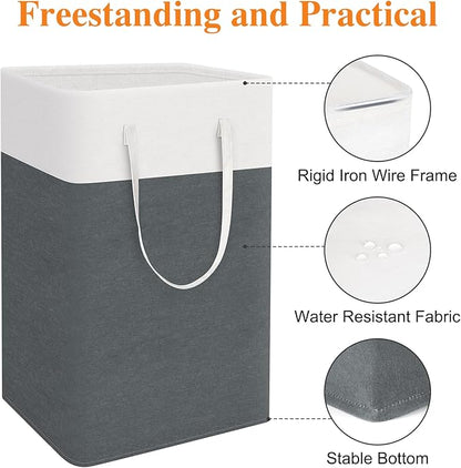 laundry basket 3-Pack, laundry hamper, Hamper with handles, collapsible laundry baskets, Waterproof dirty clothes hamper, Towel Storage for Home or Dorm, 88L-Grey