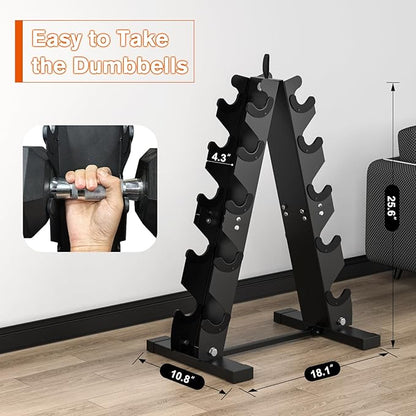 DERACY Dumbbell Rack Stand Only, Heavy Duty A-Frame Dumbbell Storage Rack, 5 tier Steel Dumbbell Holder for Home Gym Space Saver