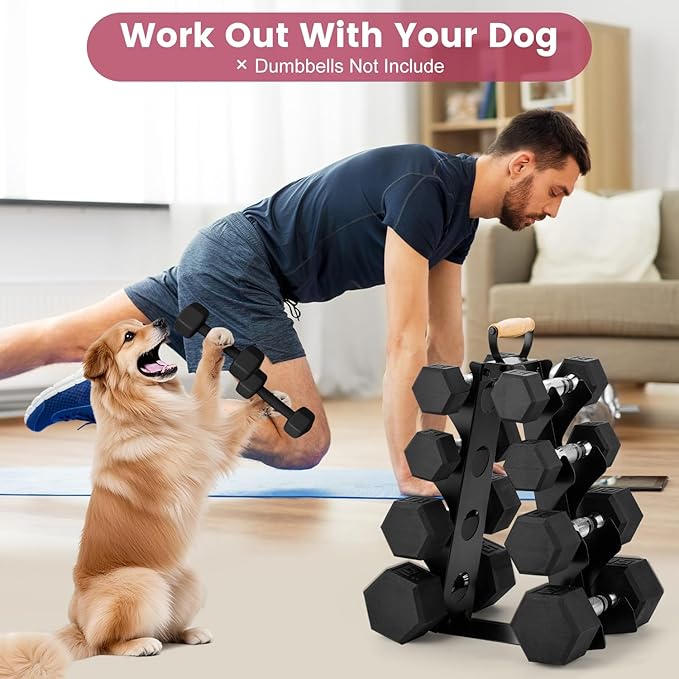 Wetheny Dumbbell Rack Stand Only (Dumbbells not Included), Compact A-Frame Weight Rack with Wooden Handle, for Home Gym Workout