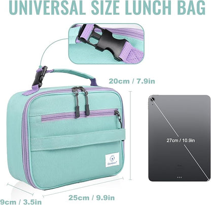 Genteen Lunch Box Kids,Insulated Lunch Bag Kids Boys Girls,Soft Bag Mini Cooler Back to School Thermal Meal Tote Kit Lunch Box for School,Work,Outdoor (Light Green)