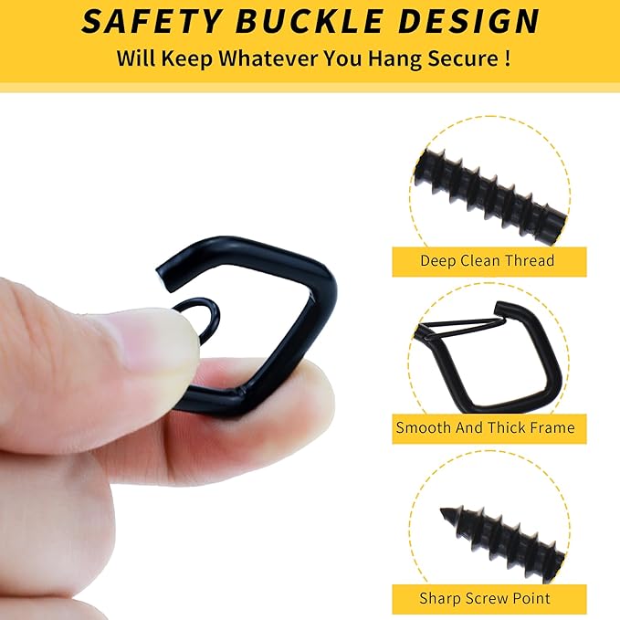 30 PCS Cup Screw-in Hanger Hooks with Safety Buckle, Windproof Screw Hooks Perfect for Hanging Outdoor String Lights, Plants, and Patio Lights,for Ceiling and Wall Mount, 2.2 Inches in Gold