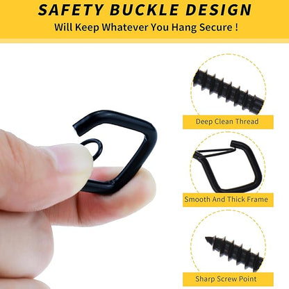 30 PCS Cup Screw-in Hanger Hooks with Safety Buckle, Windproof Screw Hooks Perfect for Hanging Outdoor String Lights, Plants, and Patio Lights,for Ceiling and Wall Mount, 2.2 Inches in White
