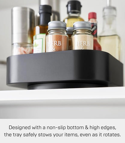 Yamazaki Home Tower 360° Rotating Storage Rack – Non-Slip Lazy Susan Organizer for Cosmetics, Skincare, and Spices - Abs Plastic