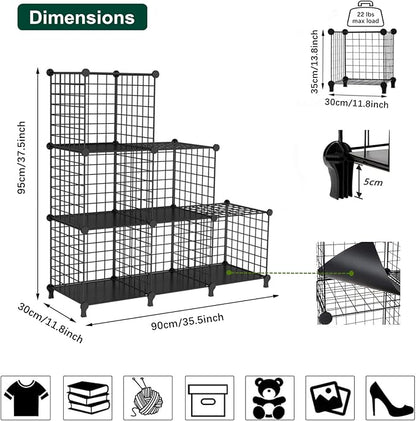 AWTATOS Wire Cube Storage Organizer, Closet Organizers and Storage, Metal 6 Cube Storage Shelves Bookshelf, Portable Closet Clothes Organizer for Bedroom, Home, Office, Black