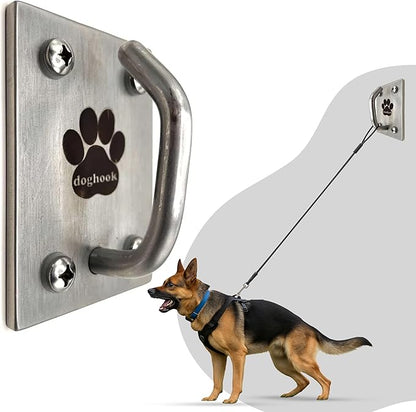 Canine Hitch- Secure Dog Leash Parking Mounted Indoor – Outdoor Wall Hook - Tie Out Stainless Steel Practical Lead Management for Home & Business, Ultimate Strength