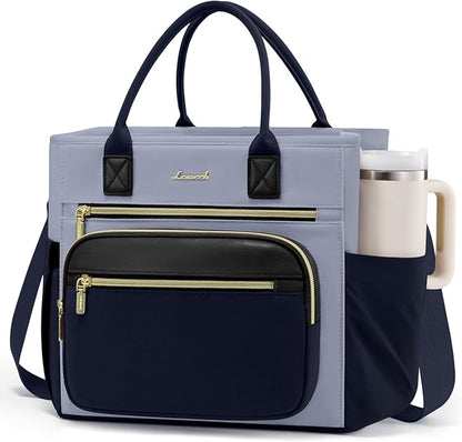 LOVEVOOK Insulated Lunch Bag Women,Wide Opening Adult Lunch Box Women,Leakproof Cooler Bag for Work Picnic Beach Family College,Lunch Teacher Tote Bag with Adjustable Shoulder Strap and Cup Holder