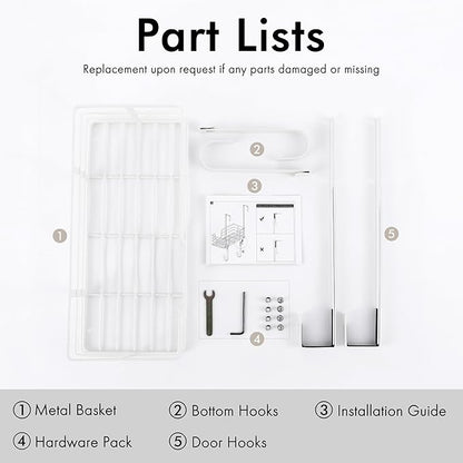 KES Ironing Board Hanger, Over The Door Ironing Board Holder, T-Leg Ironing Board Door Hanger for 1 3/4" Door, Metal Iron Holder White, HIR500B-WH