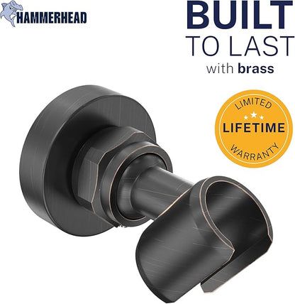 HammerHead Showers Solid Metal Handheld Showerhead Holder Wall Mount, Adjustable Screw-Mounted Pivot Ball, Shower Hose Holder, Fits Most Handheld Showerheads, Oil Rubbed Bronze