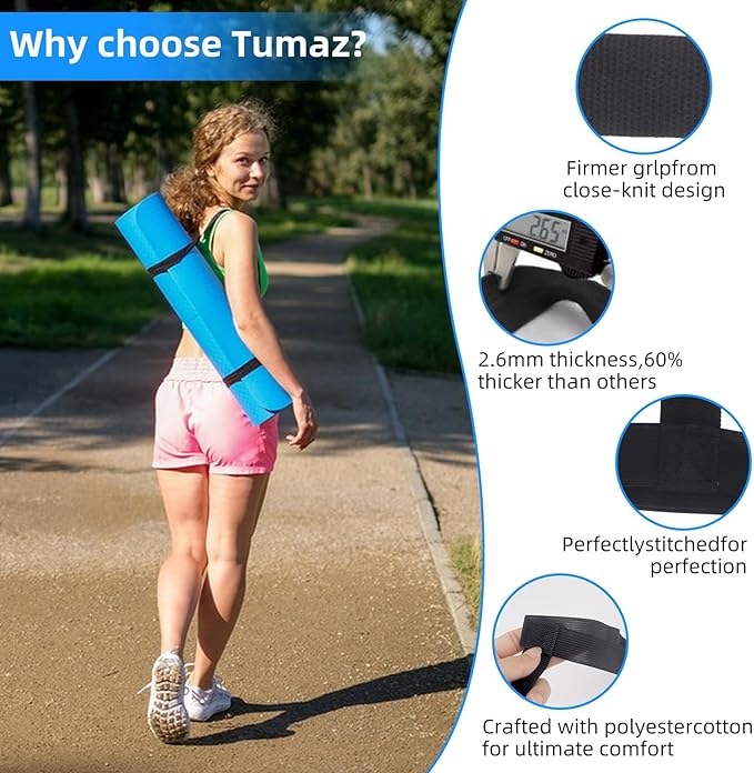 Black Yoga Strap for Carrying Mat, 2PCS Adjustable Yoga Mat Holder/Yoga Mat Strap for Carrying Easy-Cinch, Yoga Sling Mat Strap for Most Size with Thick Comfy (Yoga Mat Not Included) ﻿