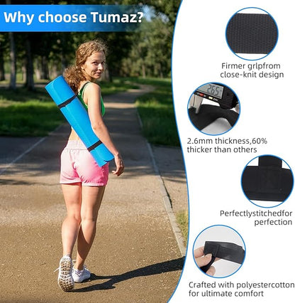 Black Yoga Strap for Carrying Mat, 2PCS Adjustable Yoga Mat Holder/Yoga Mat Strap for Carrying Easy-Cinch, Yoga Sling Mat Strap for Most Size with Thick Comfy (Yoga Mat Not Included) ﻿