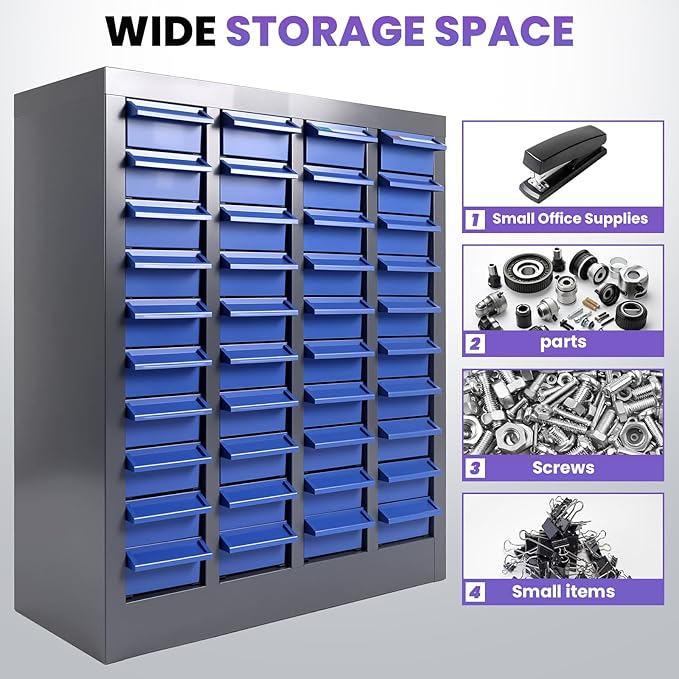Heavy-Duty 40 Drawer Parts Cabinet, All-in-One Organizer with Acrylic Adjustable Shelves for Nuts, Bolts, Tools - The Ultimate Garage Workshop Storage Solution
