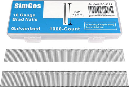 18 Gauge Brad Nails 4 Sizes (2",1-1/2",1-1/4",3/4") Galvanized 18 GA Nail Gun Nails Assorted and Small Finishing Nails for Pneumatic, Electric Brad Nailer (5/8" - 1000 PCS)