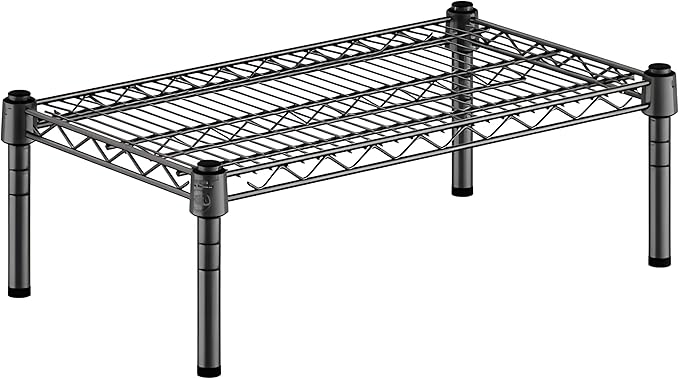 14" x 24" x 8" Black Epoxy Wire Storage Shelf, Dunnage Rack, Commercial 1 Tier Small Shelf