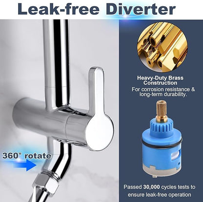 Rain Shower System with 304Stainless Steel Shelf, 12 Inch Rainfall Shower Head System with Handheld Spray, SonTiy Dual Shower Combo with Height Adjustable Holder, Brass Diverter, 1.8 GPM, Chrome