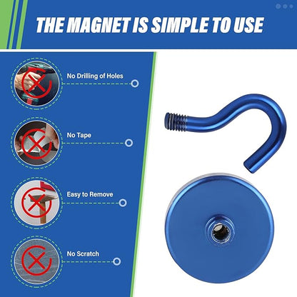 Neosmuk Magnetic Hooks, Heavy Duty 130lb+ Strong Magnet Hook for Cruise Cabins, Cruise Ship Essentials for Hanging, Metal Wall Refrigerator Hangers (Navyblue, 10 Pack)