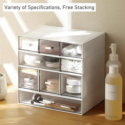 Desk Organizer-Stackable Storage Drawers, Desk Drawer Organizer Perfect For Collection Small Item/Cosmetic Office Supplies - 2 drawers (White)