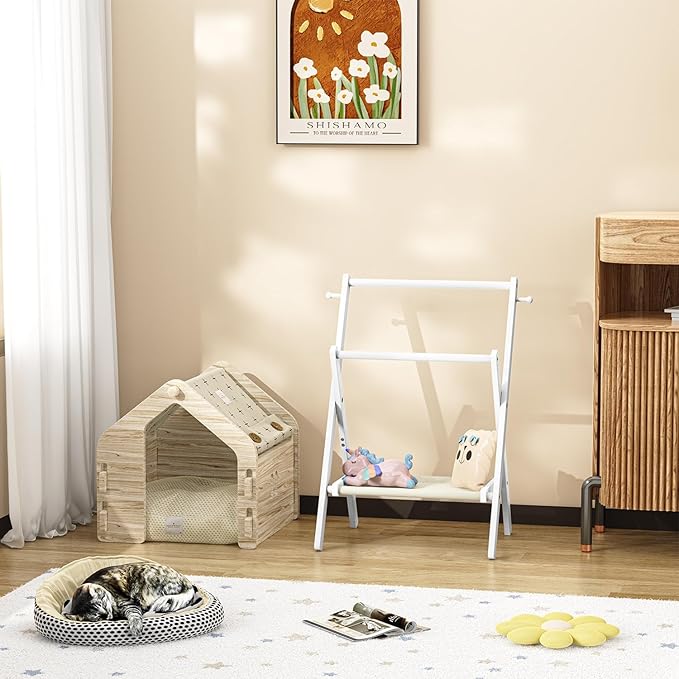 Baby Clothing Rack for Baby Shower Pets Dolls, Baby Clothes Rack with Storage Shelf & Double Rods, Toddler Clothes Rack, Mini Closet Baby Shower Rack (White)