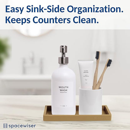 Countertop and Vanity Tray – Small 7.7" Silicone Soap Dispenser Trays, Flexible Bathroom Trays, Dish Soap Holder Kitchen Counter Caddy, Organizer Sink Tray for Soaps Bottles, Sponge, Keys