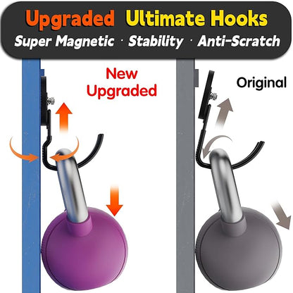 ULIBERMAGNET New Upgraded Extra Large Magnetic Hooks,2 Pack Heavy Duty Ultimate Magnetic Hooks for Metal Cabinet,Pegboard,Garage Shelve,Tool Shed,RV,Shipping Containers (Black/3.46inch)