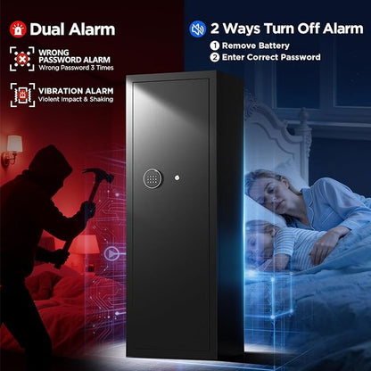 8-10 Gun Rifle Safe for Home Security, Gun Safe for Rifles and Pistols - Quick Access Digital Keypad | Easy Assembly Gun Safe with Adjustable Shelves (Fits Shotguns & Ammo)