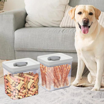 Geyecete dog treat container 2 Pack 1.8L dog treat jar PET transparent jars dog food storage sealed jars airtight cat treat container Food grade