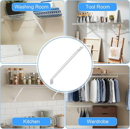 12 Inch Wire Shelf Support Brackets, 12 Pack Metal Support Brackets for Wire Shelving with Anchors and Screws, Closet Support Bracket for Wardrobe Wall Bracket Wire Shelves Racks