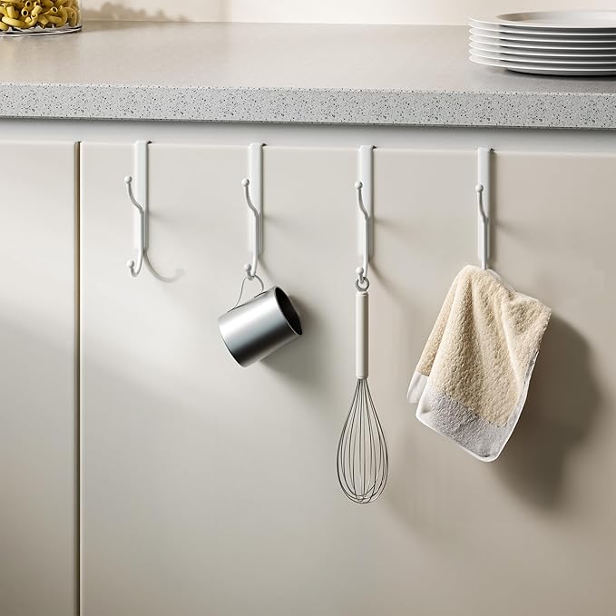 niffgaff Over Door Hook 2-Pack, Heavy Duty Door Hanger, Fits Interior Doors 1.4 Inches Thick, Organize Coats, Hats, Towels, and Bags for Entryways, Bathrooms, Bedrooms, and Kitchens, White
