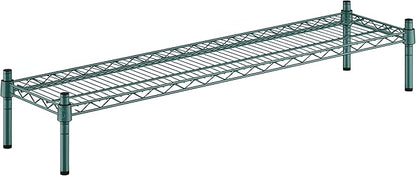 12" x 48" x 8" Green Epoxy Wire Storage Shelf, Dunnage Rack, Commercial 1 Tier Small Shelf