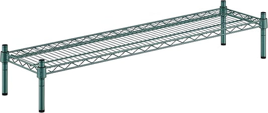 12" x 48" x 8" Green Epoxy Wire Storage Shelf, Dunnage Rack, Commercial 1 Tier Small Shelf