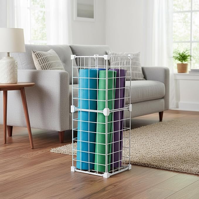 Yoga Mat Storage Racks, Home Gym Storage Rack Yoga Mat Holder,for Foam Roller,Yoga Strap,Thick Yoga Mats and Resistance Bands, Workout Equipment Corner Storage Organizer, 12.6"L*8.7"W*24.4"H