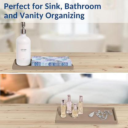 Countertop and Vanity Tray - 11.7" Silicone Bathroom Tray, Flexible Dish Soap Holder for Kitchen, Bathroom Counter Organizer, Shower Toilet Tank Trays Décor Accessories, Sink Makeup Mat Oil