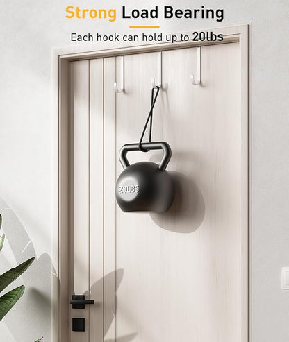4 Pack Over The Door Hooks, Door Hanger Hook, Towel Hooks for Hanging, Towel Hanger for Bathroom, Fit 1 3/8" Door White, Dorm Room Essentials