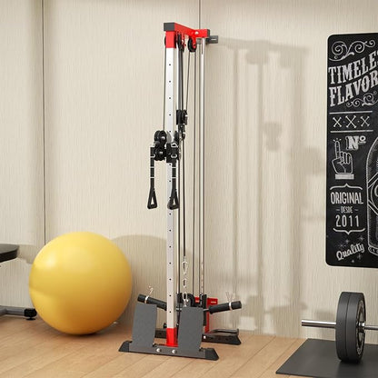 Wall Mount Cable Station, Cable Crossover Machine with Adjustable 18 Positions Dual Pulley System, Space Saving High/Low Cable Crossover Machine for Home Gym Fitness Equipment