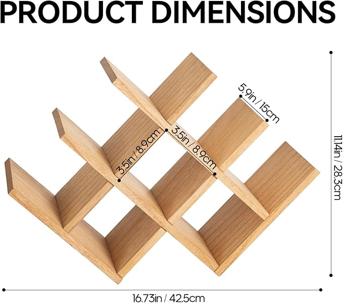 KIRIGEN Wooden 8-Bottle Wine Rack - 3-Tier Wood Wine Display Rack/Standing and Countertop Wine Storage Shelf - Bottle Holder/Cabinet Glass Rack Natural XHJJ3-NA