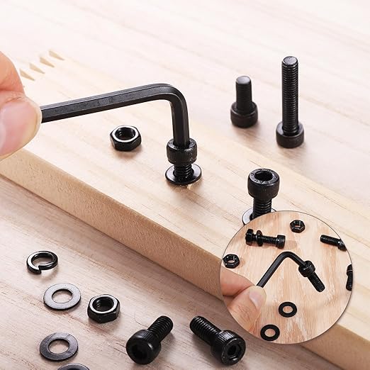 50 Pcs M8 Bolts Kit M8x 16/20/25/30/40/50 mm M8 Screw Kits, 12.9 Alloy Steel Black Zinc Plated Hex Socket Head Screws Nuts Bolts and Washers Set