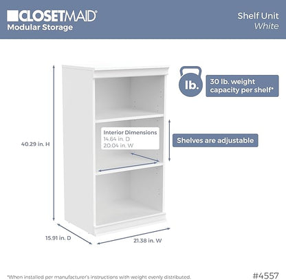 ClosetMaid Modular Storage 21.38-inch W 3-Shelf Storage Cabinet with Doors, White
