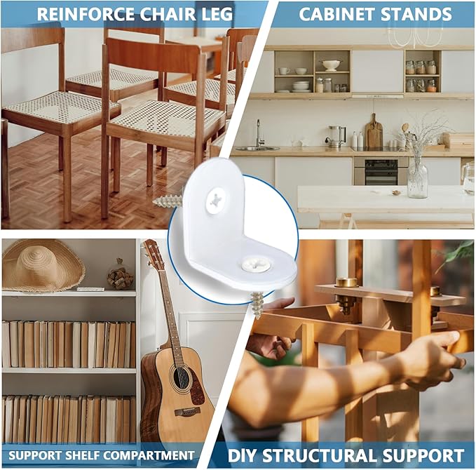 40 Pcs Small White L Brackets & 80 Pcs White Screws – 0.79x0.79 Inch Right Angle Corner Braces for Wood Furniture, Bed Frames, Cabinets, Drawers, and Chairs