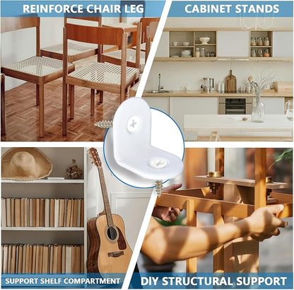 40 Pcs Small White L Brackets & 80 Pcs White Screws – 0.79x0.79 Inch Right Angle Corner Braces for Wood Furniture, Bed Frames, Cabinets, Drawers, and Chairs