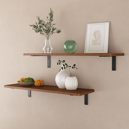 6-Pack 6 Inch Heavy Duty Shelf Brackets, Premium Floating L Bracket for Wall, Kitchen, Mantel Shelves Support | Quarter Inch (1/4") Thick | Black Powder Coated Steel