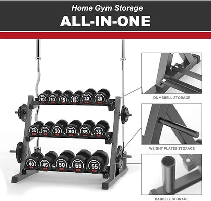 3 Tier Multifunctional Dumbbells Weights Barbells Rack, 1100 lbs Weight Capacity (Rack Only)