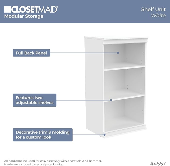ClosetMaid Modular Storage 21.38-inch W 3-Shelf Storage Cabinet with Doors, White